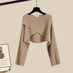 Salt Design Sweater Top Matching Slimming Casual Wide-leg Pants Three-piece Set - 3825 Light Coffee Sweater - View 1
