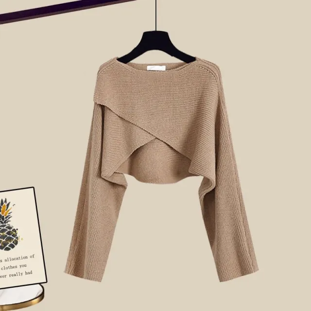Salt Design Sweater Top Matching Slimming Casual Wide leg Pants Three piece Set 3825 Light Coffee Sweater - Shop at LoveMi