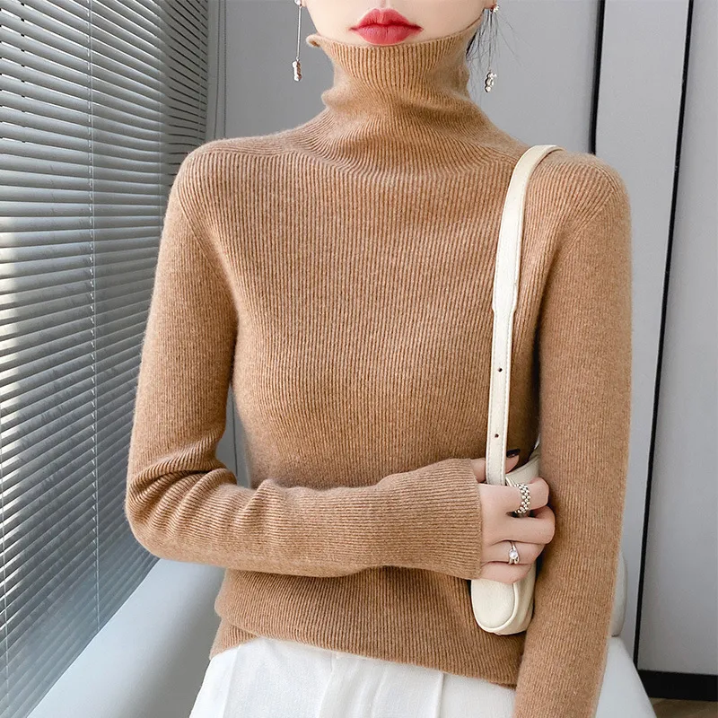 Autumn And Winter Pullover Inner Bottoming Shirt Tight Stretch Women's - Golden Camel