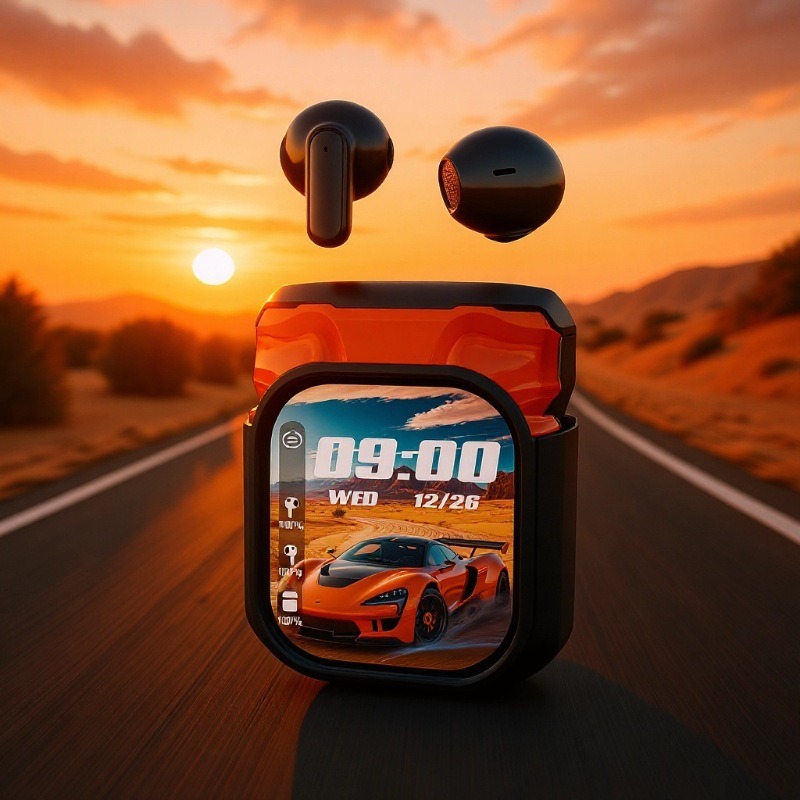 Smart Touchscreen True Wireless FourMic CallNoiseCanceling Bluetooth Earbuds