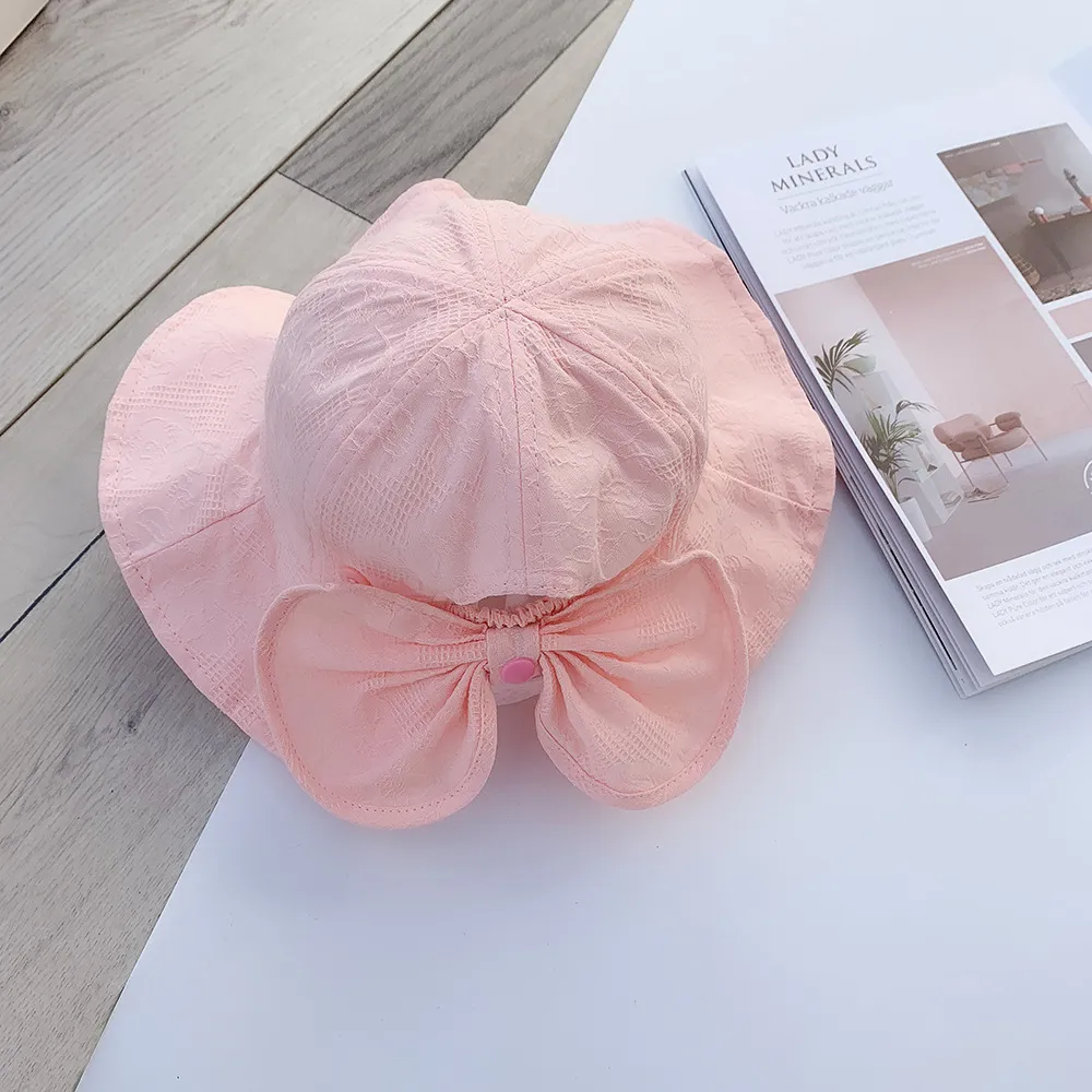 Girls' Fashion Solid Color Big Brim Sun-proof Hat - Pink