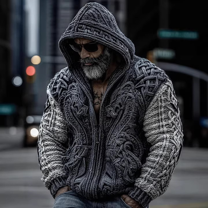 Mens Zippered Casual Printed Sweatshirt With No Pockets