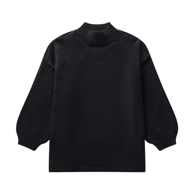 Temperament Crew Neck Simple Style Thin Sweater Black - Shop at LoveMi