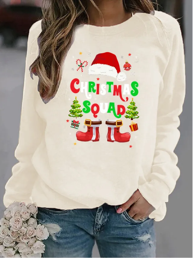 Women's Christmas Printed Crew Neck Sweater Zh407 3Xl - Shop at LoveMi