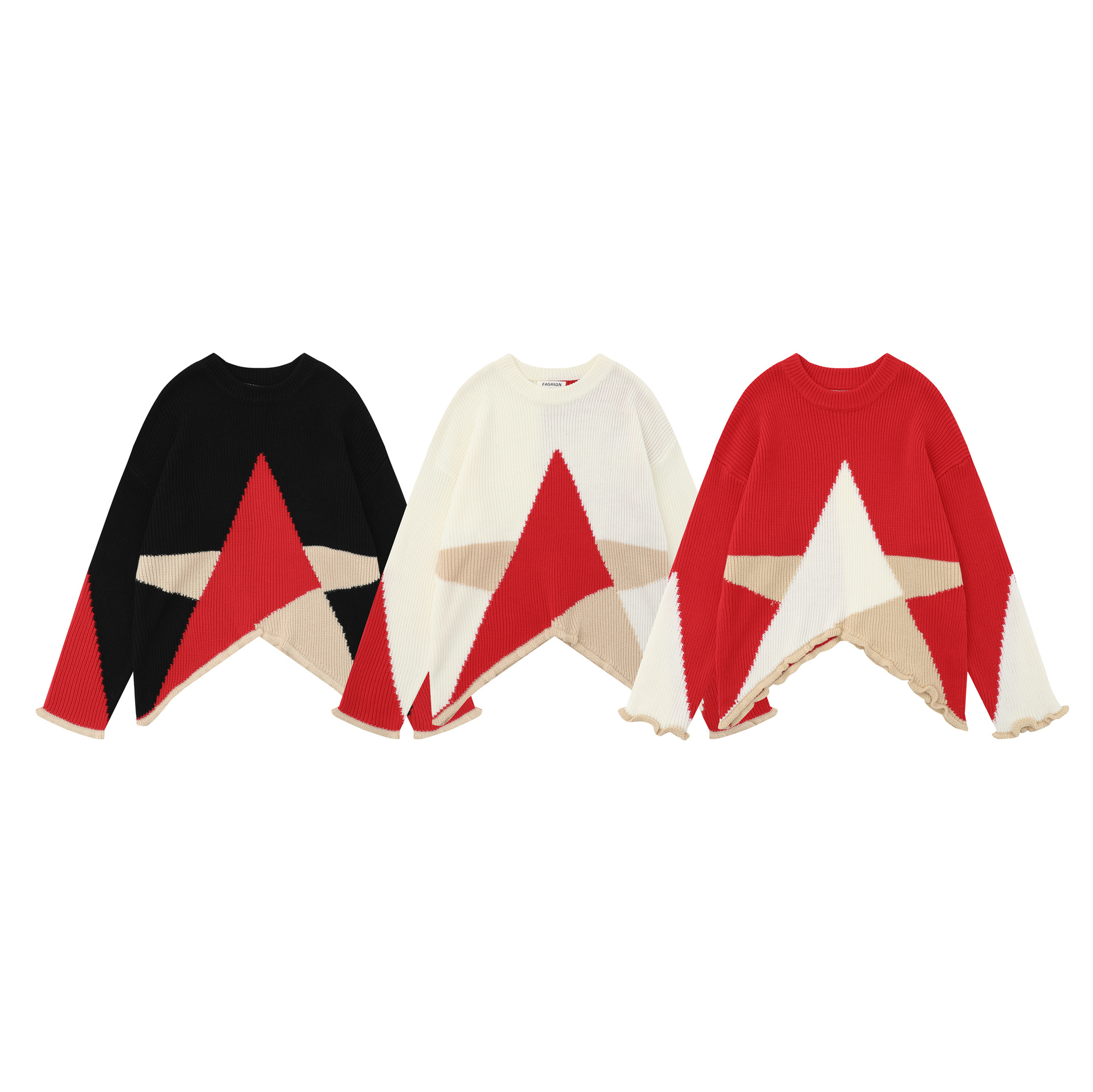 Women's Irregular Hem XINGX Jacquard Pullover Sweater