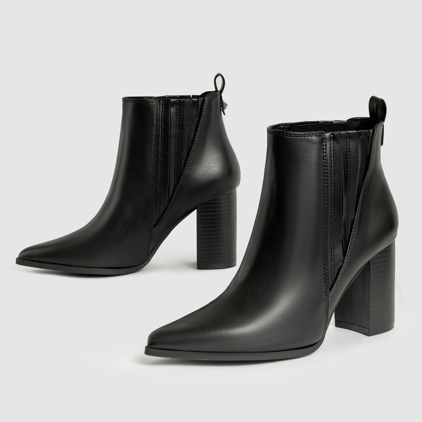 High Heels In-stock Pointed-toe Chunky-heel Brown Leather Boots