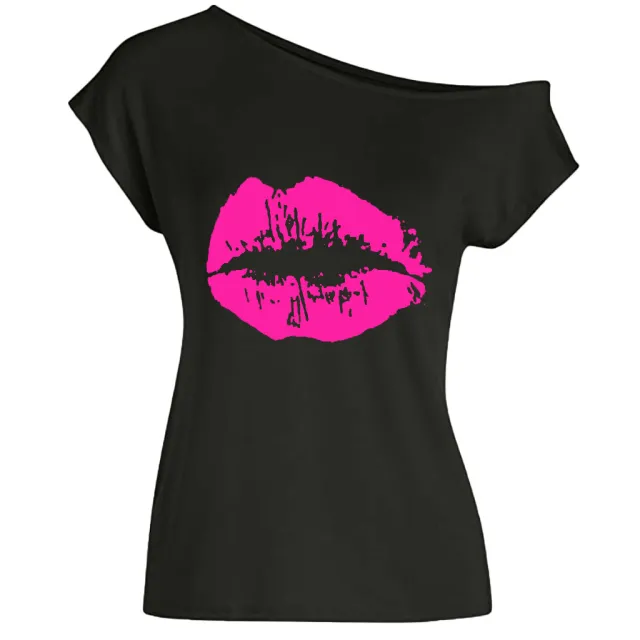 Women's Loose Shoulder Versatile Printed T shirt Rose - Shop at LoveMi