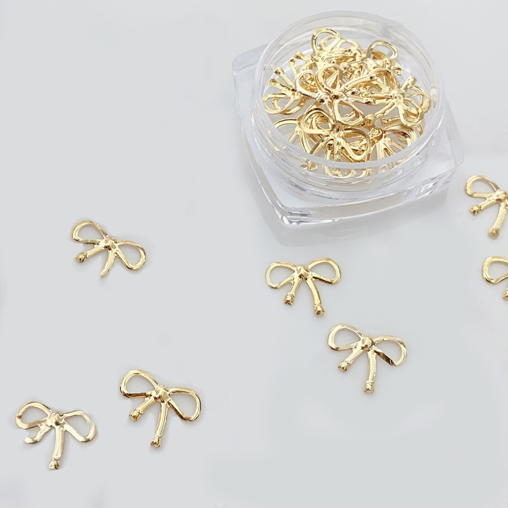 Alloy Bow Nail Ornament Light Luxury Advanced Bow Gold And Silver Nail Accessories 7