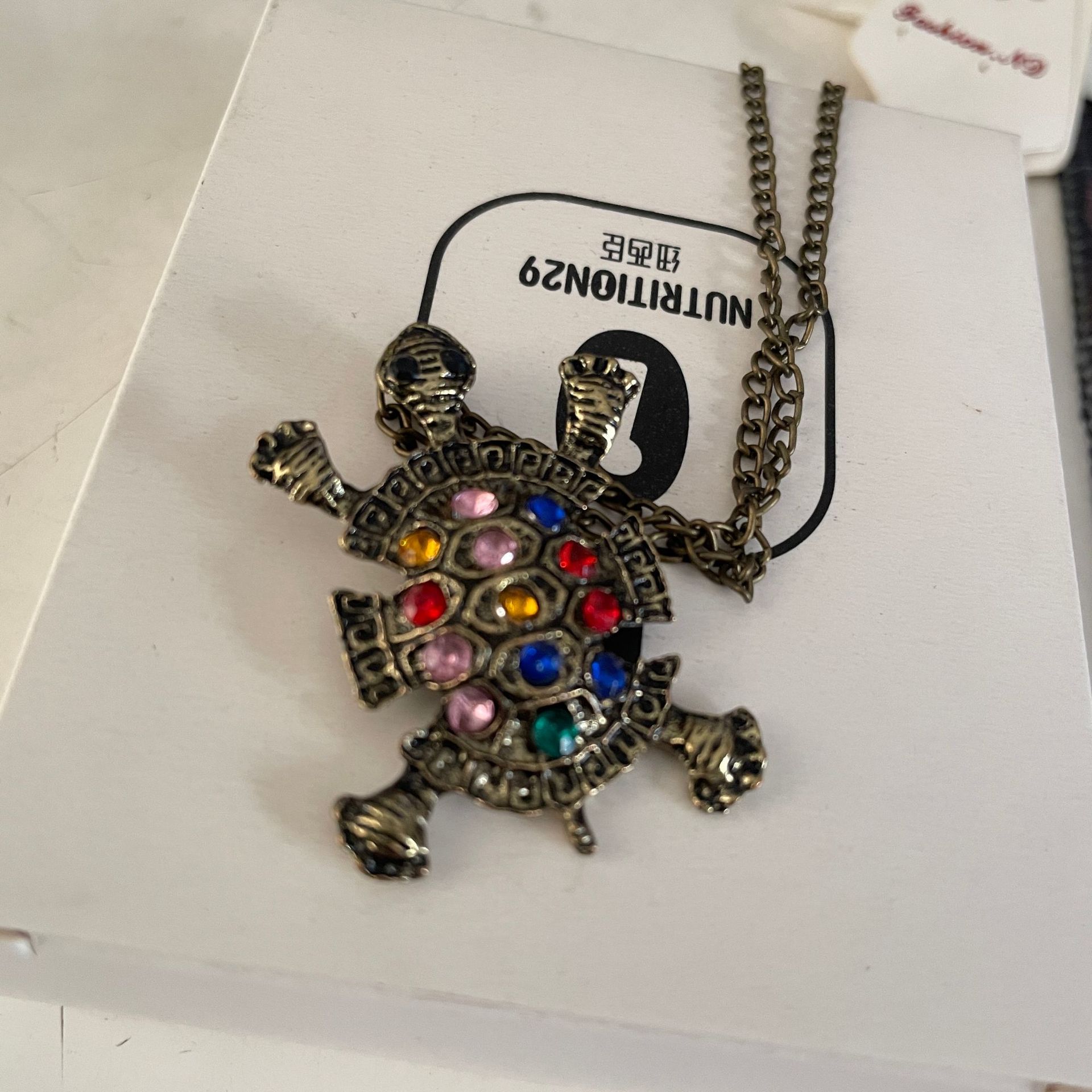 Retro Fashion Small Inlaid Color Diamond Cute Little Turtle Necklace