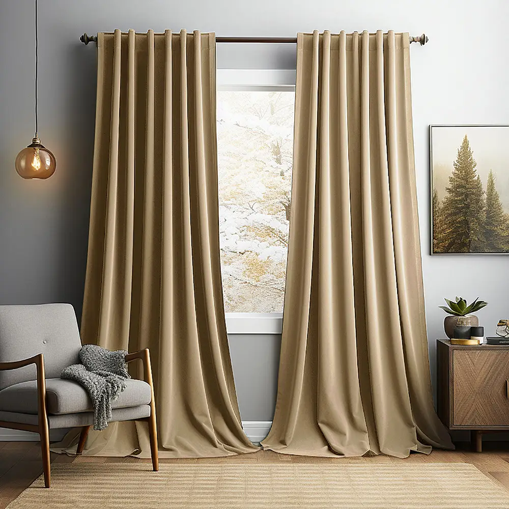 Solid-color Vintage Velvet Blackout And Heat-insulating Curtains For The Living Room Bedroom Or Study