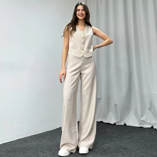 European And American Suit Women's Trousers High grade Two piece Suit Summer Beige - Shop at LoveMi