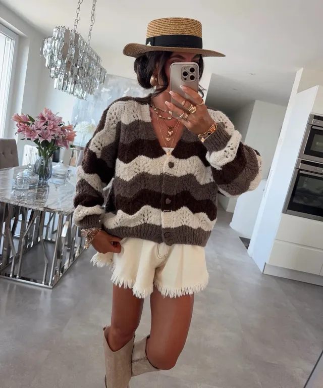 Women's Single breasted Knitted Cardigan Sweater Brown - Shop at LoveMi