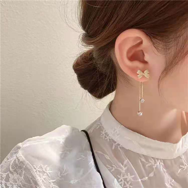 Bow Hot-selling Earrings High-grade Tassel Special-interest Earrings