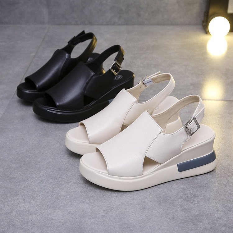Women's Platform Wedge Shoes - Fishmouth Style Summer Sandals