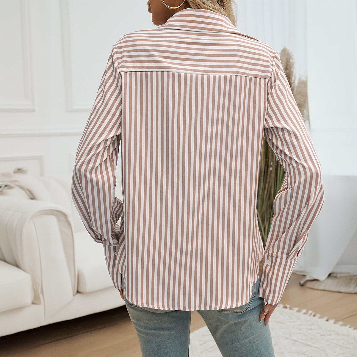 Commuter Cardigan Striped Long Sleeve Shirt