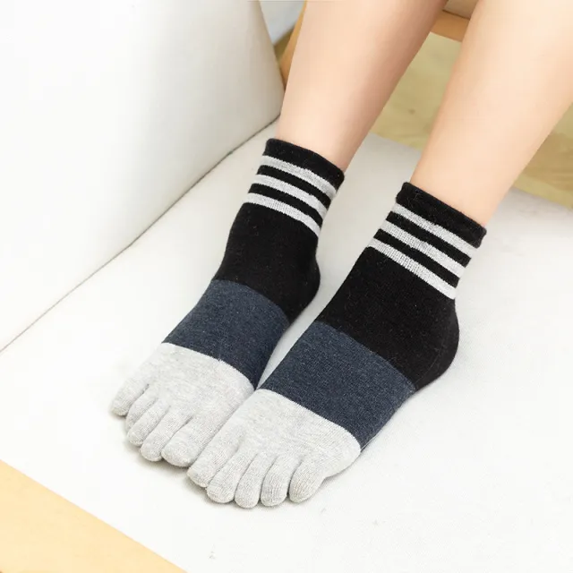 Toe Socks Women's Short And Mid calf Length Striped Sweat absorbent Black - Shop at LoveMi