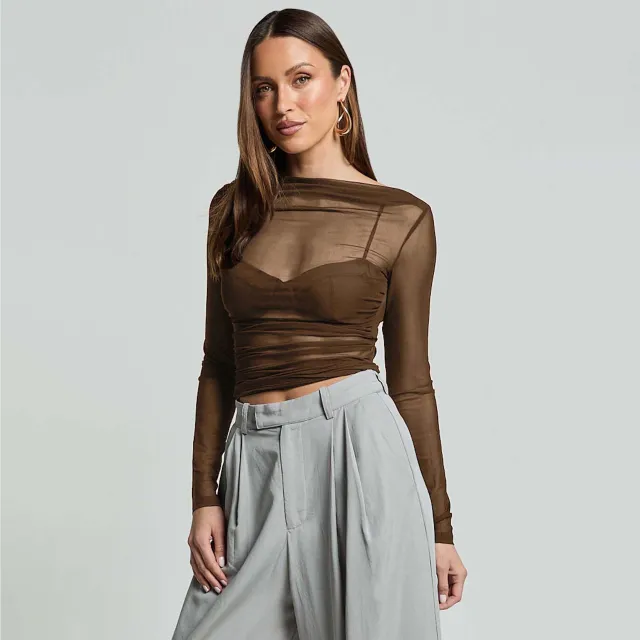Versatile Slim Fit Top With Premium Feel Coffee - Shop at LoveMi