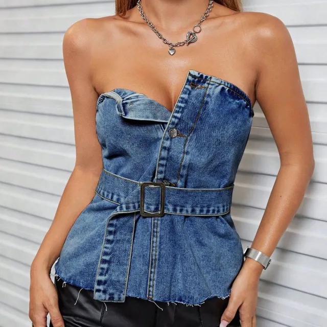 Sexy Backless Tube Top Dark Blue - Shop at LoveMi
