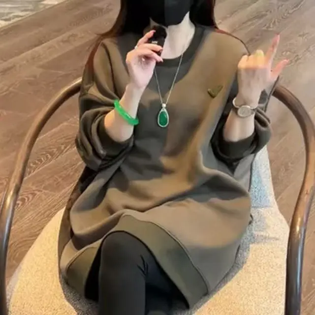 Casual Versatile Women's Crew neck Sweatshirt Green - Shop at LoveMi