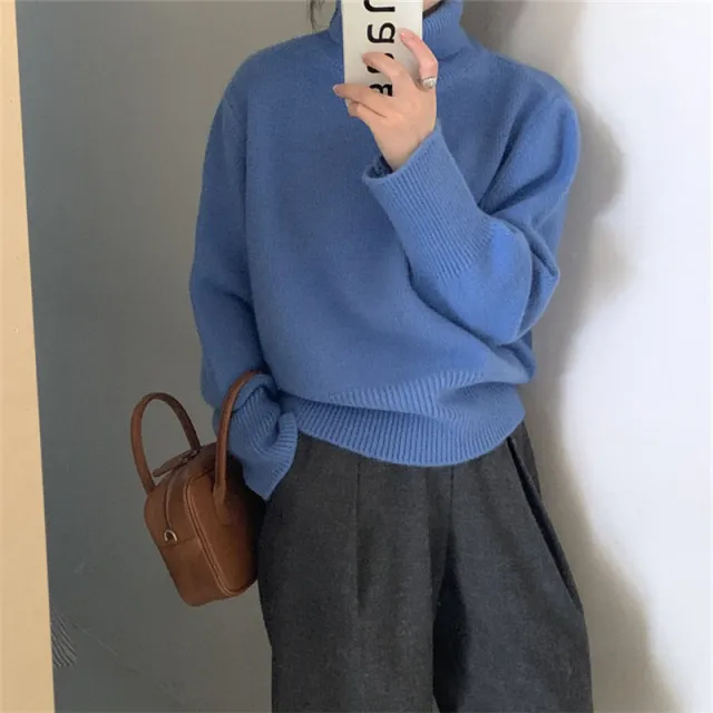 Korean Style High Waist Slimming Knitted Top Blue - Shop at LoveMi