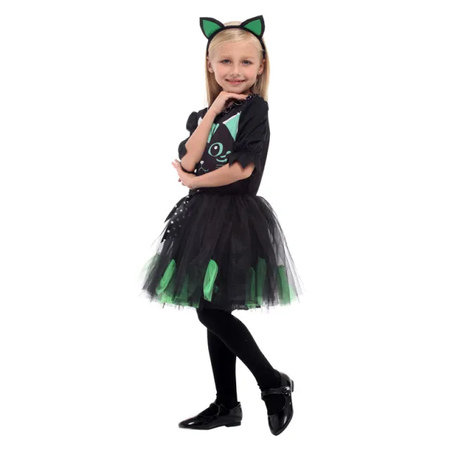 Girl's Polyester One piece Dress Cute Black Cat Outfit - Shop at LoveMi