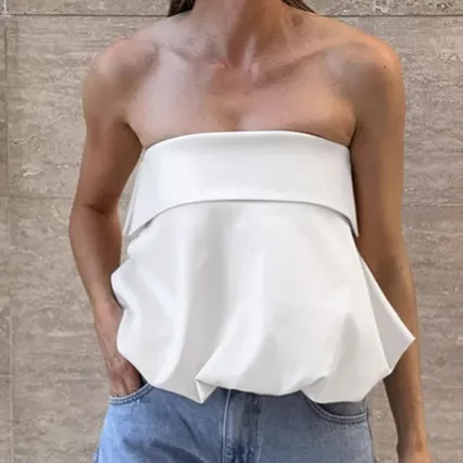 Satin Sexy Tube Top Backless Strap Vest White - Shop at LoveMi