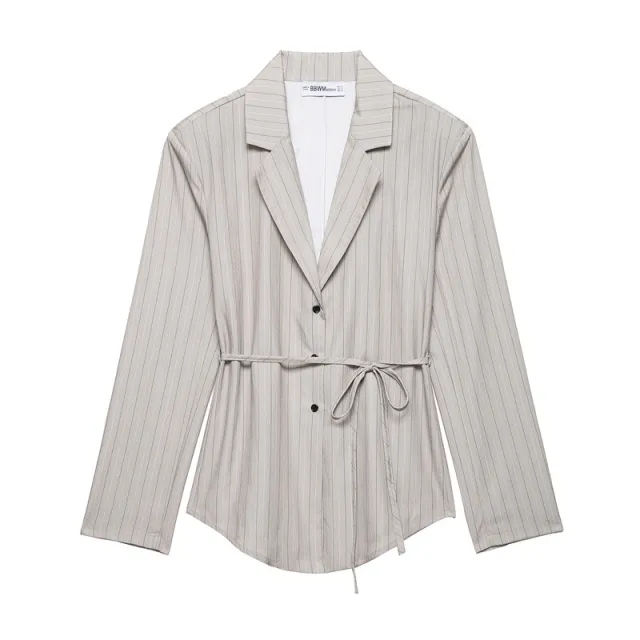 Thin Belt Striped Blazer Mini Shorts Top S - Shop at LoveMi