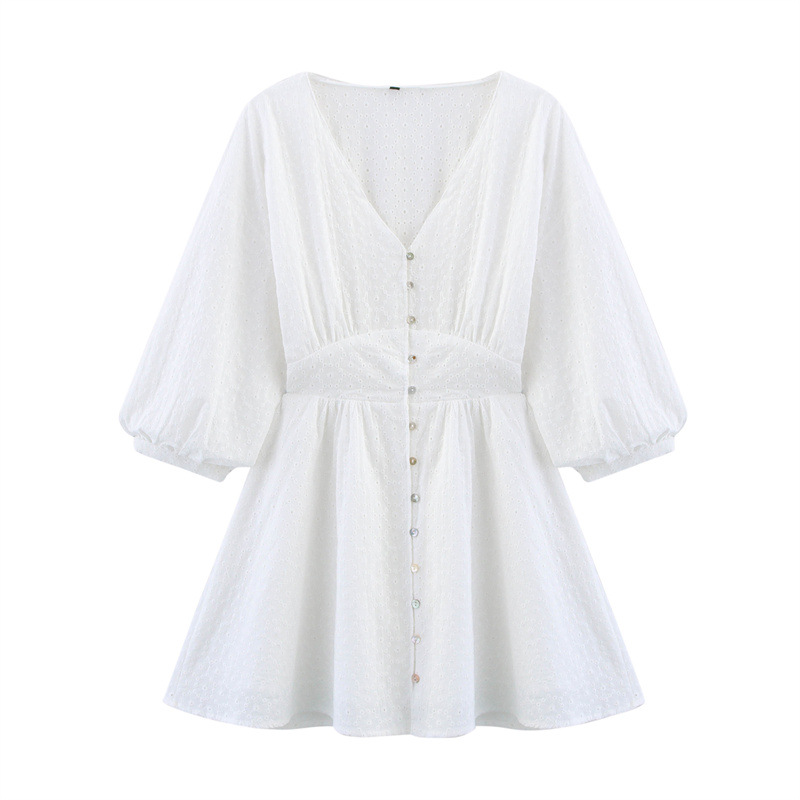Fashion Hollowed-out Embroidery Mini Dress