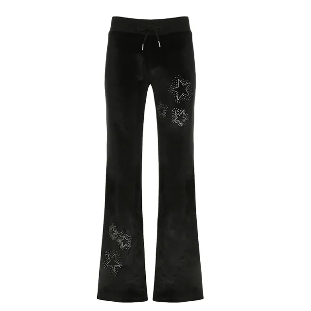 Drilling Low Waist Drawstring Patchwork Slimming Casual Pants 24328 Trousers - Shop at LoveMi