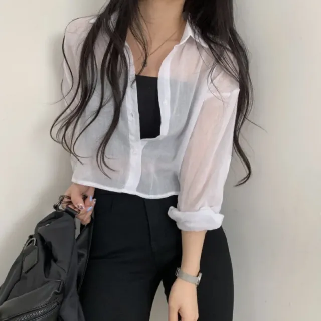 French Top High grade Cardigan Blouse Shirt White - Shop at LoveMi
