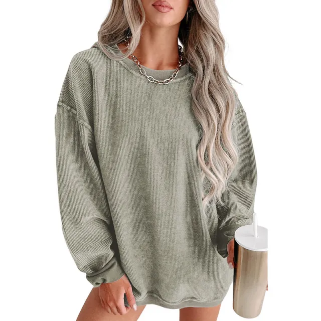 European And American Leisure Style Oversize Solid Color Pullover Thread Green - Shop at LoveMi