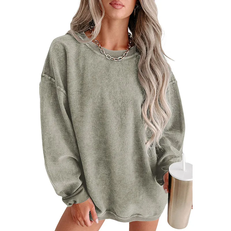 European And American Leisure Style Oversize Solid Color Pullover Thread - Green
