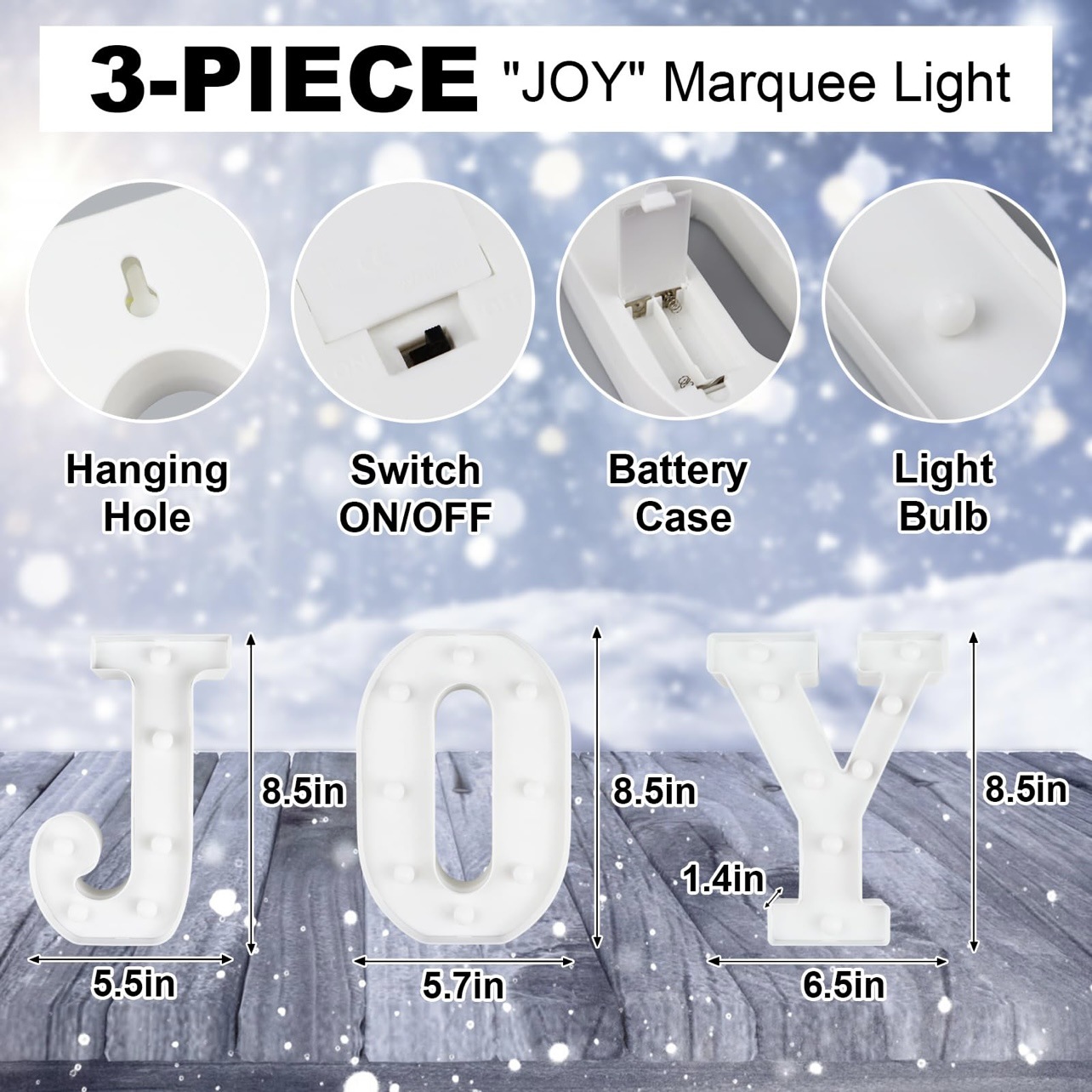 Title 3, Merry Christmas Letter Light JOY Decorative Let...