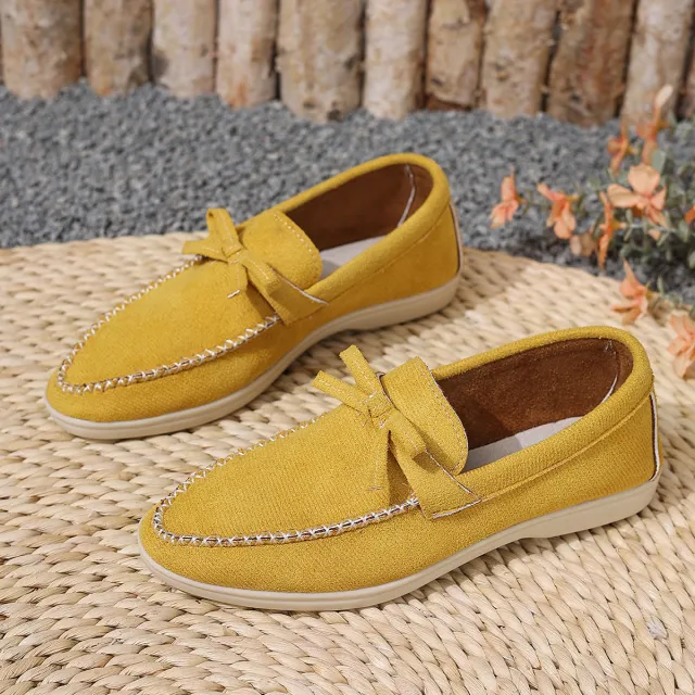 Fashion Casual Flat Suede Pumps Yellow - Shop at LoveMi