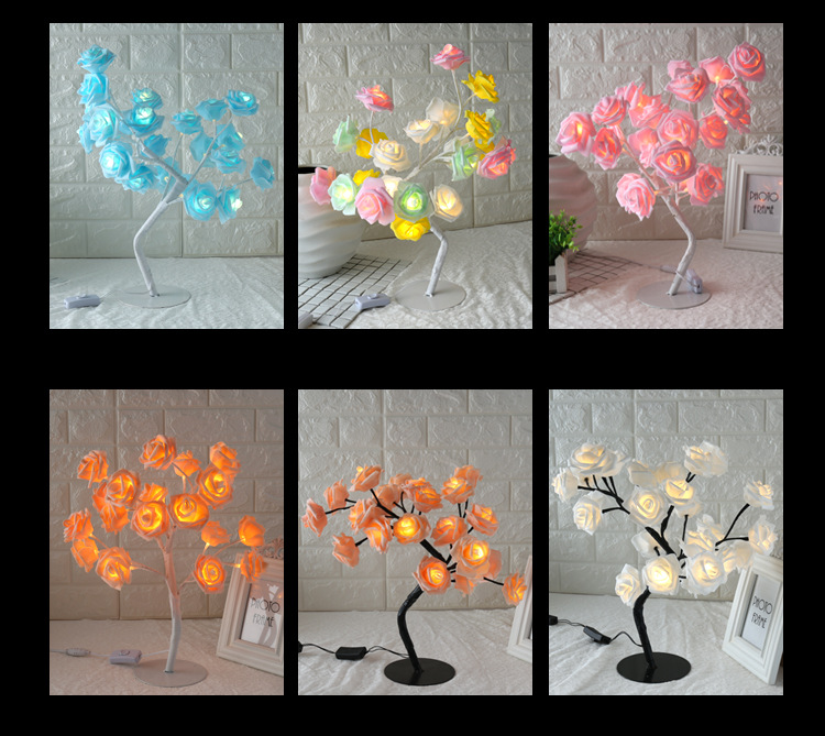 Title 3, LED Tree Lamp Rose Small Tree Lamp Modeling Lam...