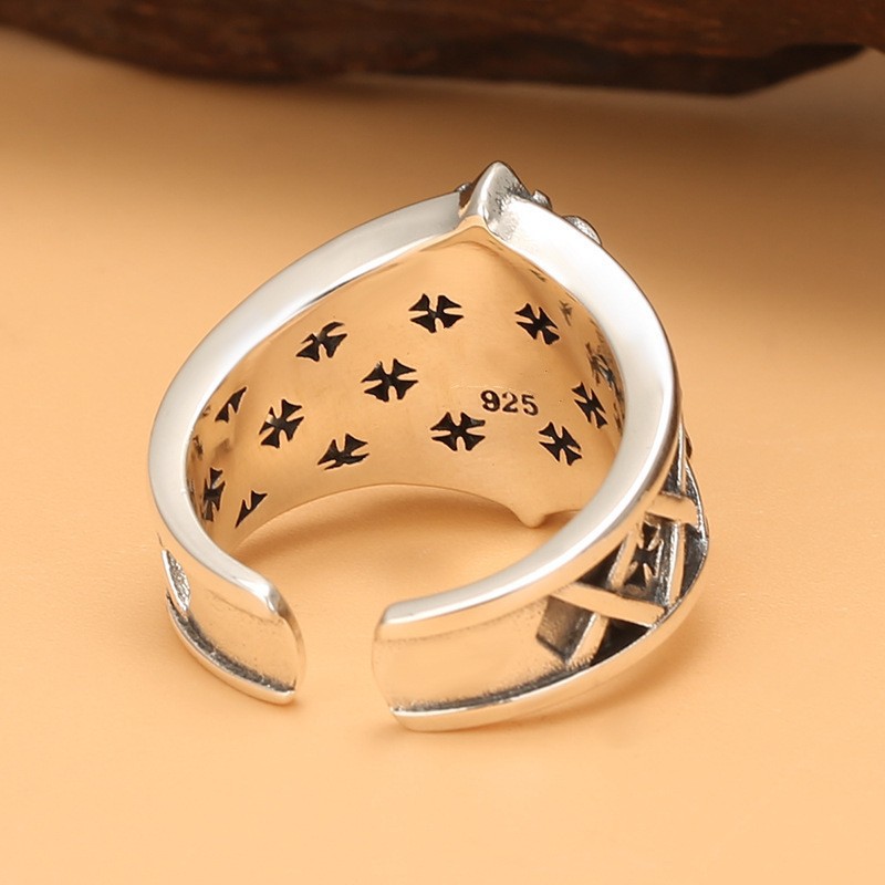 Boat Anchor Open Ring Checkered Design Mechanical Vintage Style For Men