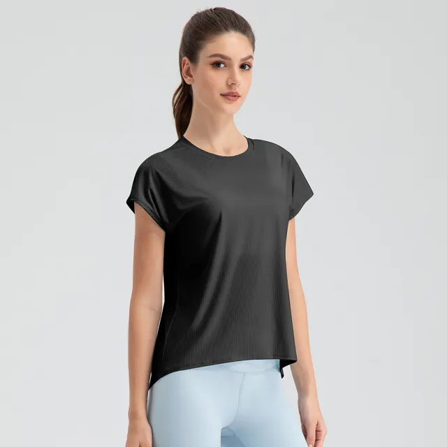 Cool Breathable Sports Short Sleeve Yoga Suit Top Quick drying Running Fitness Short Sleeve Women Black - Shop at LoveMi