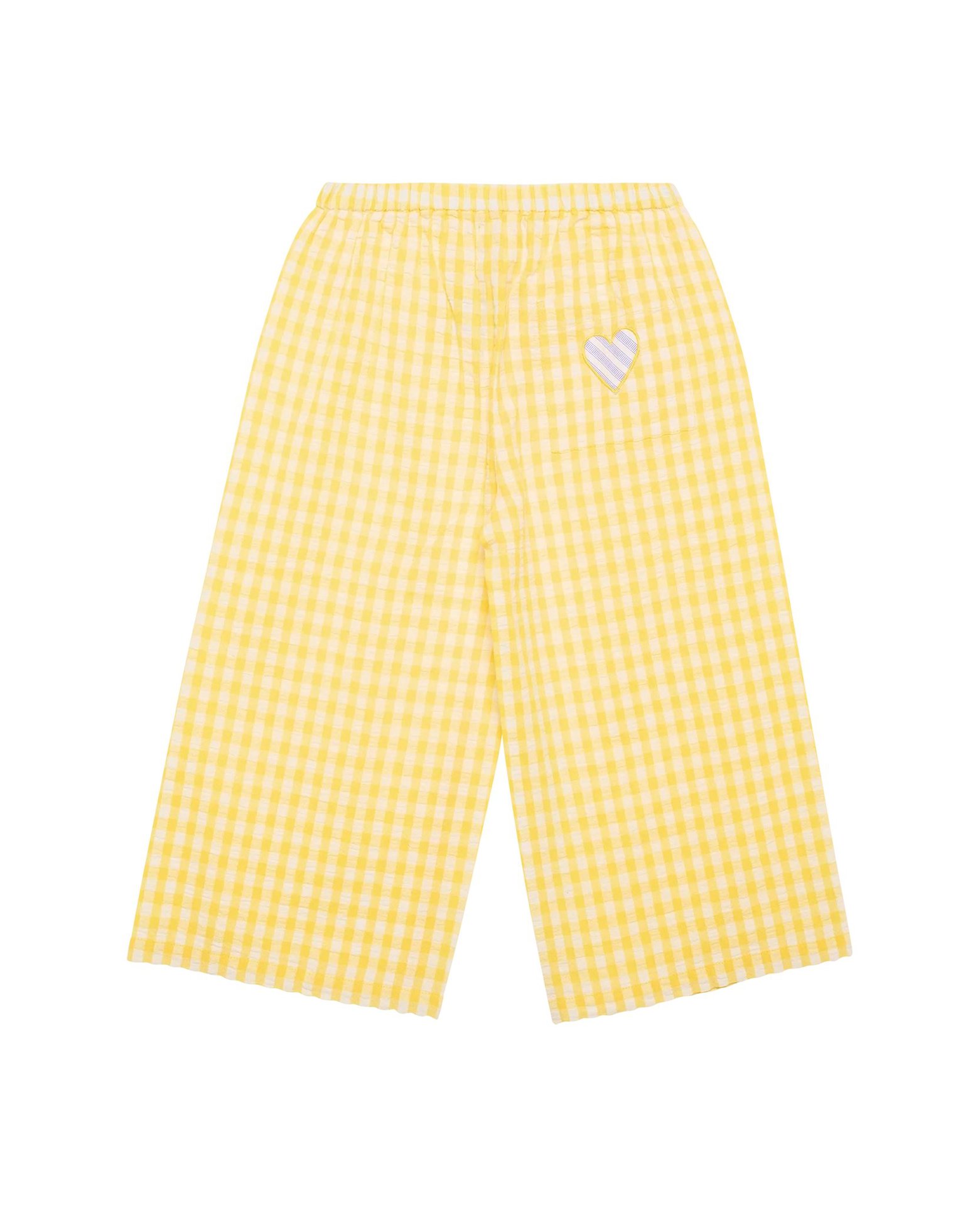 Summer Nordic-style Ruffle-sleeve Yellow Plaid Loose Short-sleeve Kids Set