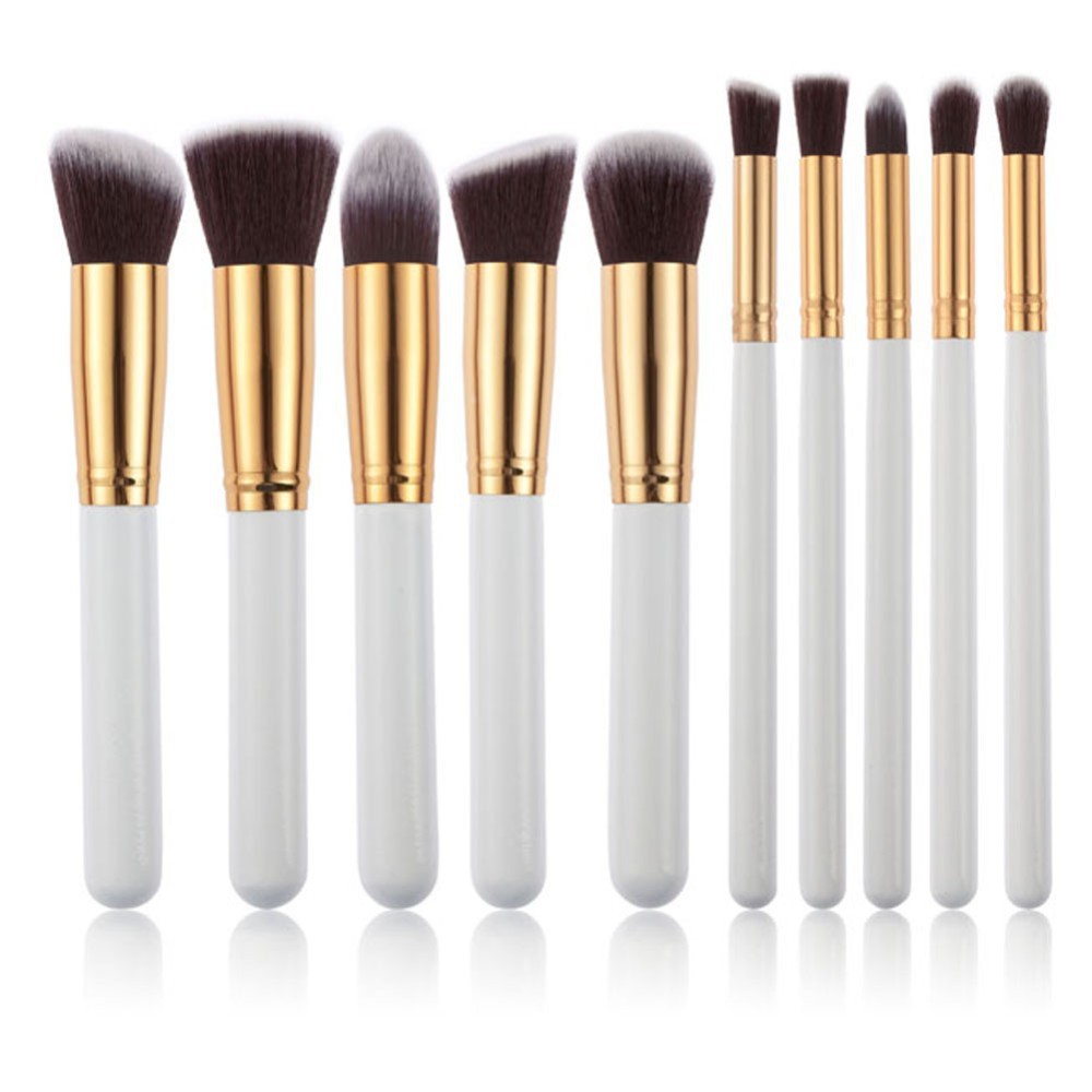 10-piece Black-Silver-Black-Gold Makeup Brush Set 5 Large 5 Small