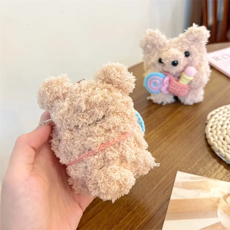 Cute Lollipop Ice Cream Bear Plush Earphone Sleeves