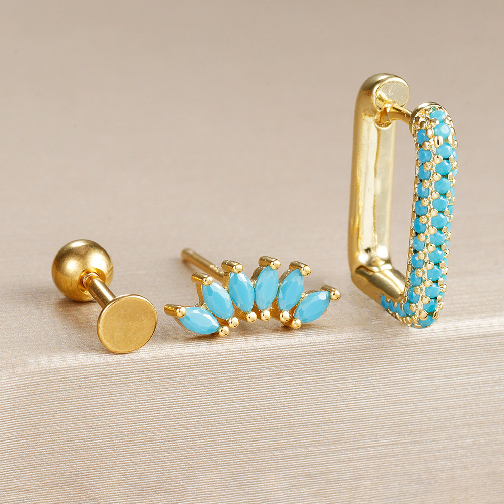 Geometric U-shaped Earrings Fashion 3 Pieces Suit Women