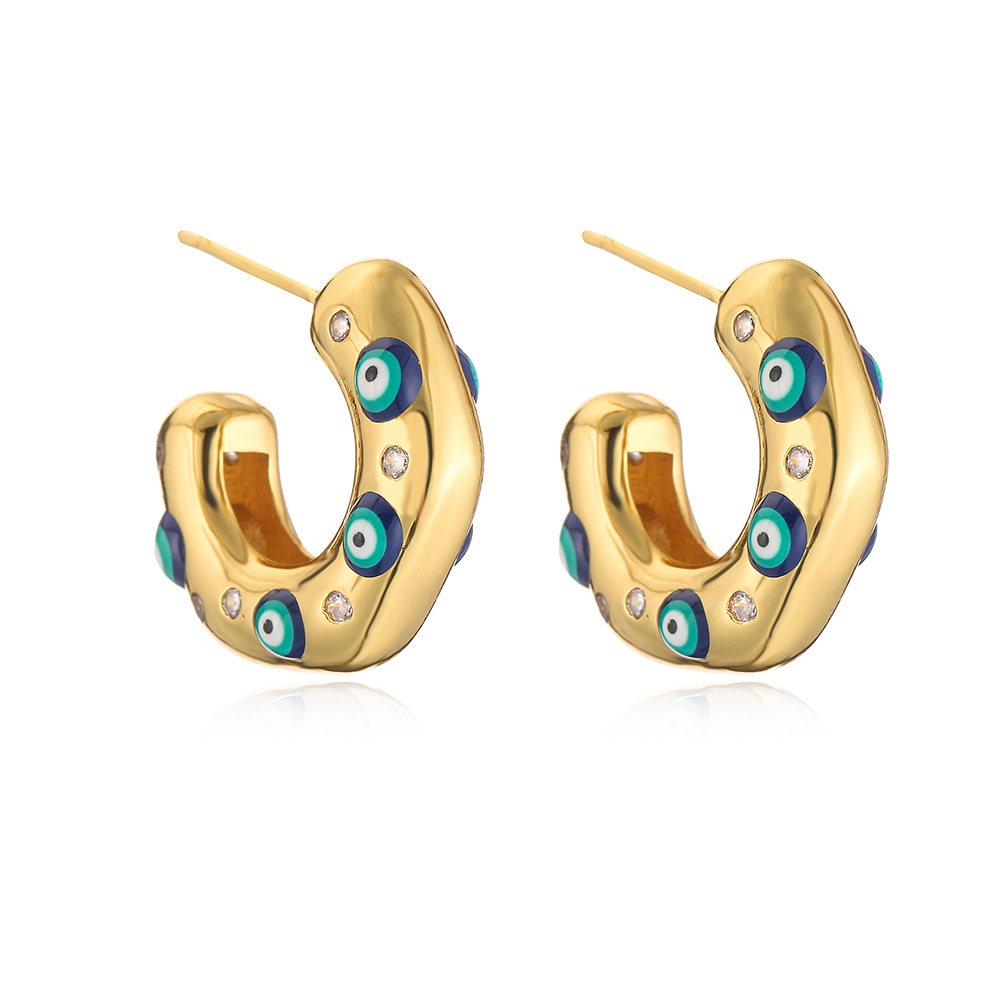 European And American INS Style Irregular Geometry C- Shaped Earrings