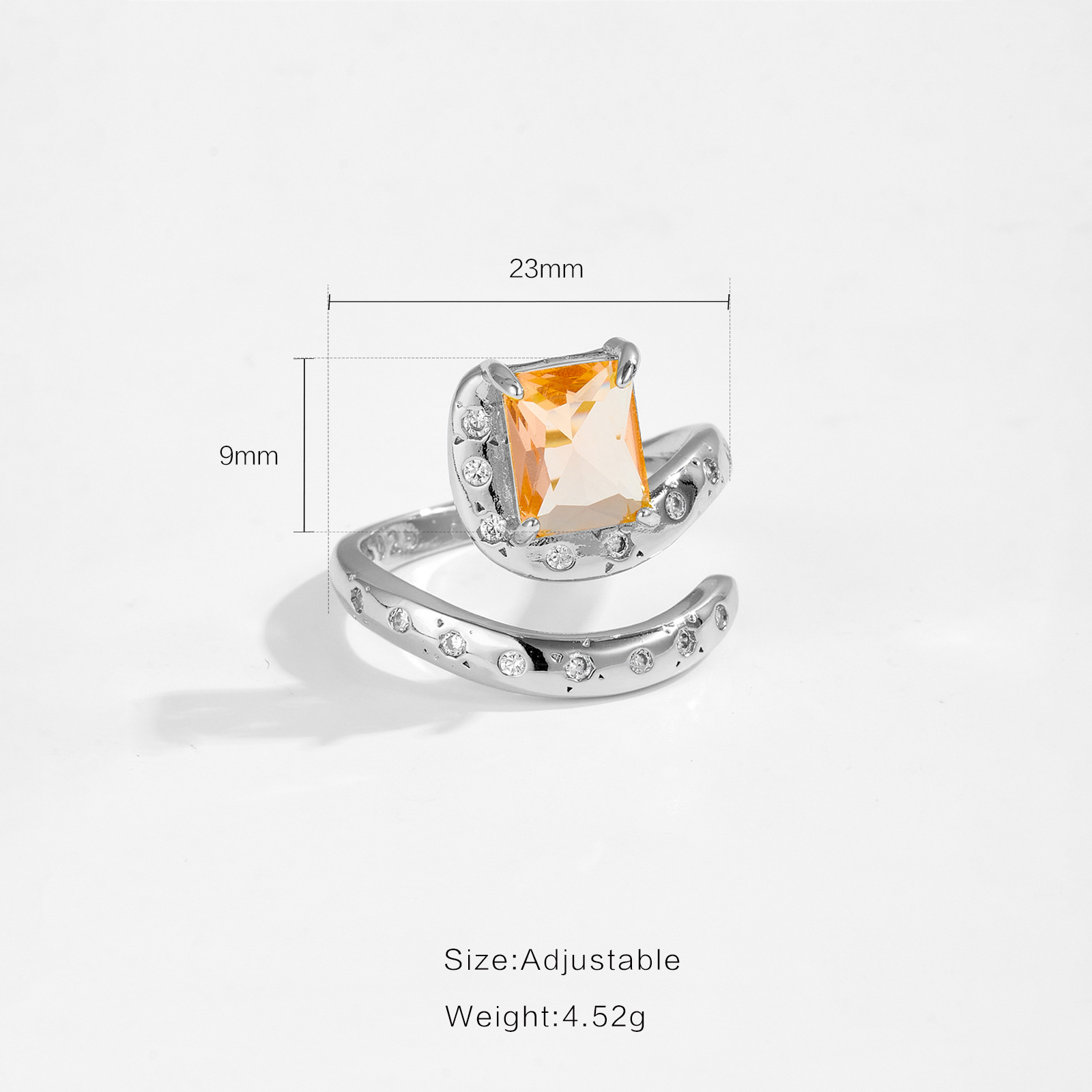 Irregular Inlaid Gradient Stone Normcore Style Ring