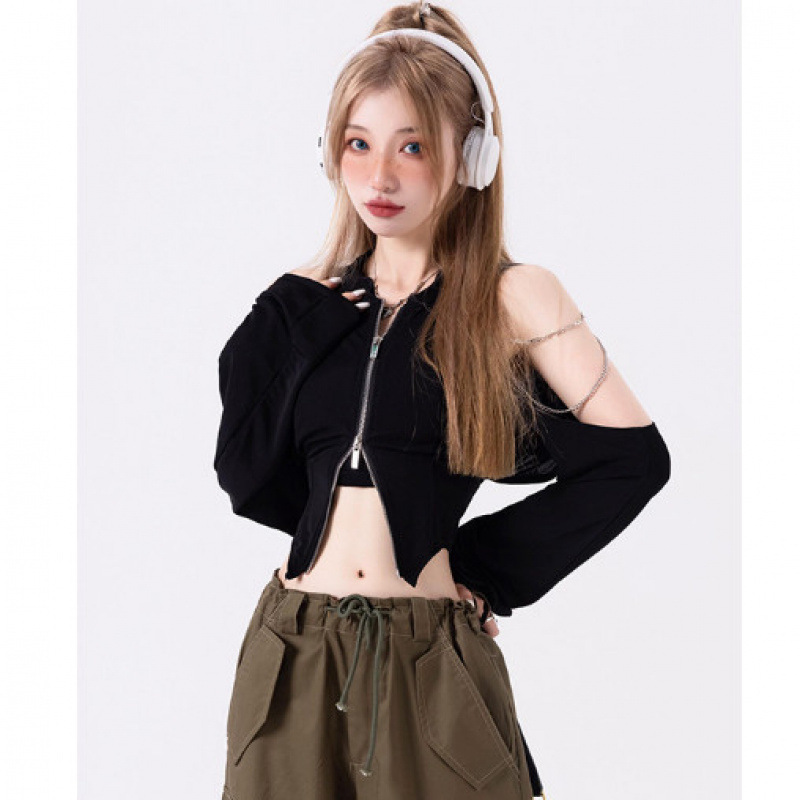 Hot Girl Off-the-shoulder Design Sense Niche Unique Chic Top