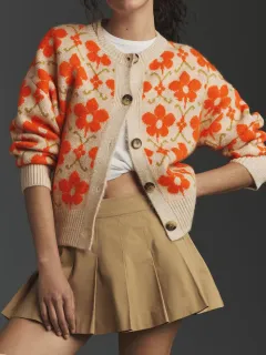Autumnwinter Sweater Elegant Button Long Sleeve Knitted Cardigan Coat - Apricot - View 1