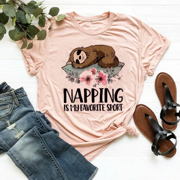 Loose Round Neck Giraffe Short Sleeve Women Apricot - Shop at LoveMi
