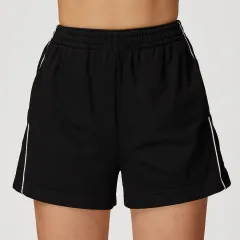 Contrast Colour Sports Shorts High Waist Loose Straight Pocket - Advanced Black - View 1