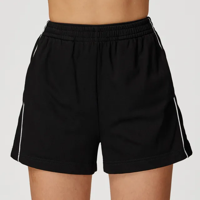 Contrast Color Sports Shorts High Waist Loose Straight Pocket Advanced Black - Shop at LoveMi