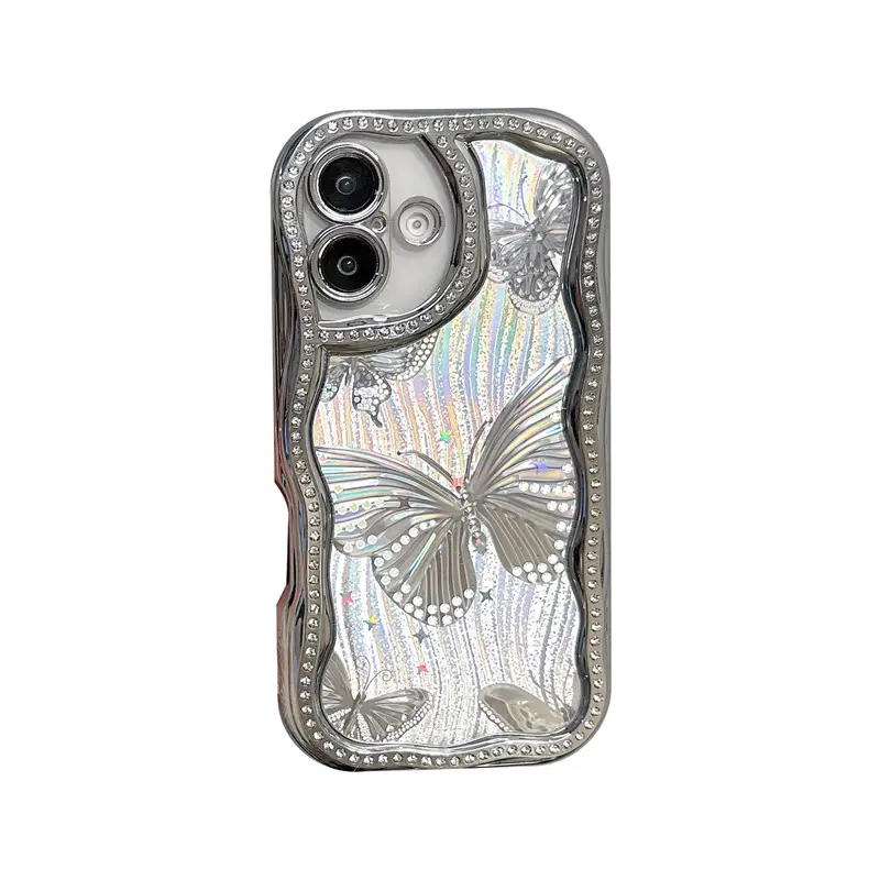 Epoxy Electroplating All-inclusive Laser Butterfly Diamond Edge Phone Case