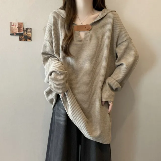 Loose Retro Design Oversized Hoodie For Curvy Girls Khaki - Shop at LoveMi